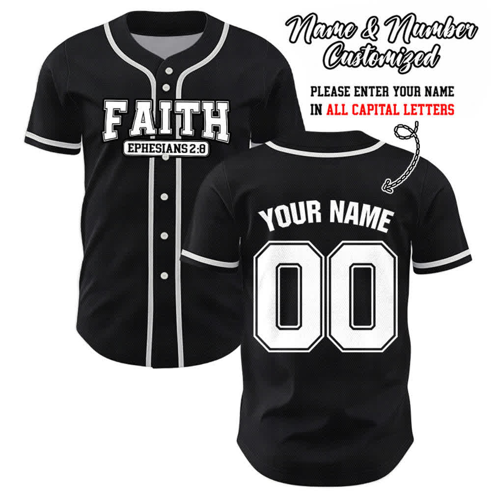 Christianartworkshop Baseballtrikot mit individuellem Namen und Nummer - Schwarz - 5XL - Name & Nummer angepasst - image 24
