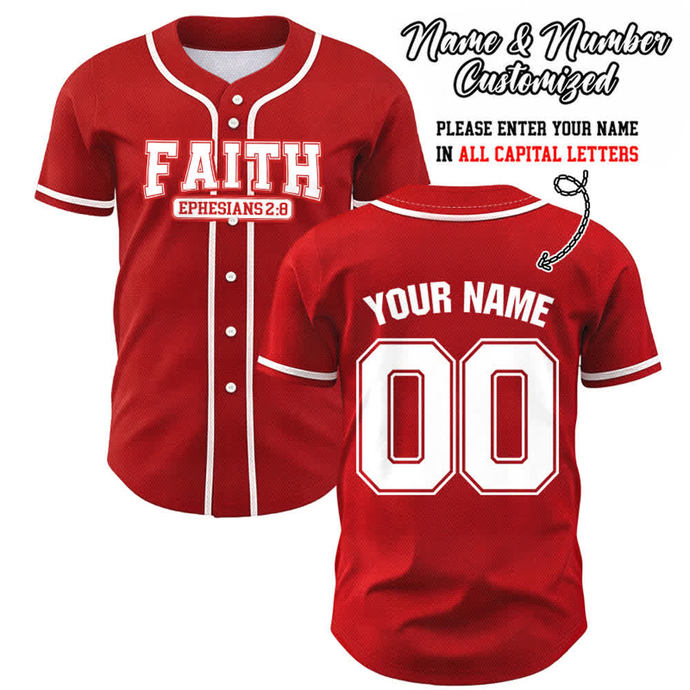 Christianartworkshop Baseballtrikot mit individuellem Namen und Nummer - Rot - 5XL - Name & Nummer angepasst - image 32