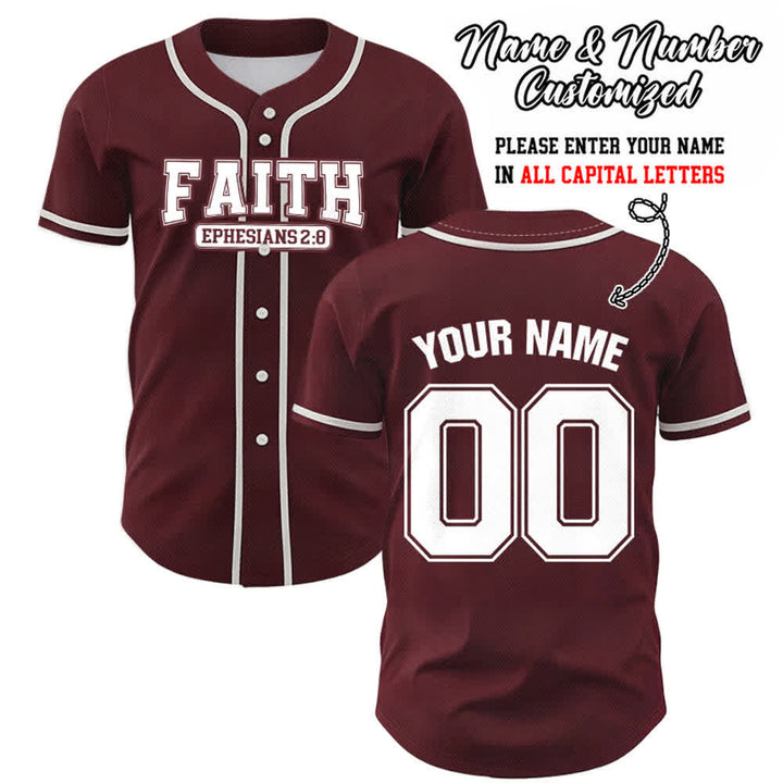 Christianartworkshop Baseballtrikot mit individuellem Namen und Nummer - Wein - 5XL - Name & Nummer angepasst - image 40