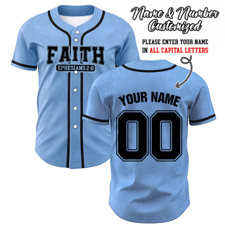Christianartworkshop Baseballtrikot mit individuellem Namen und Nummer - Blau - 5XL - Name & Nummer angepasst - image 48