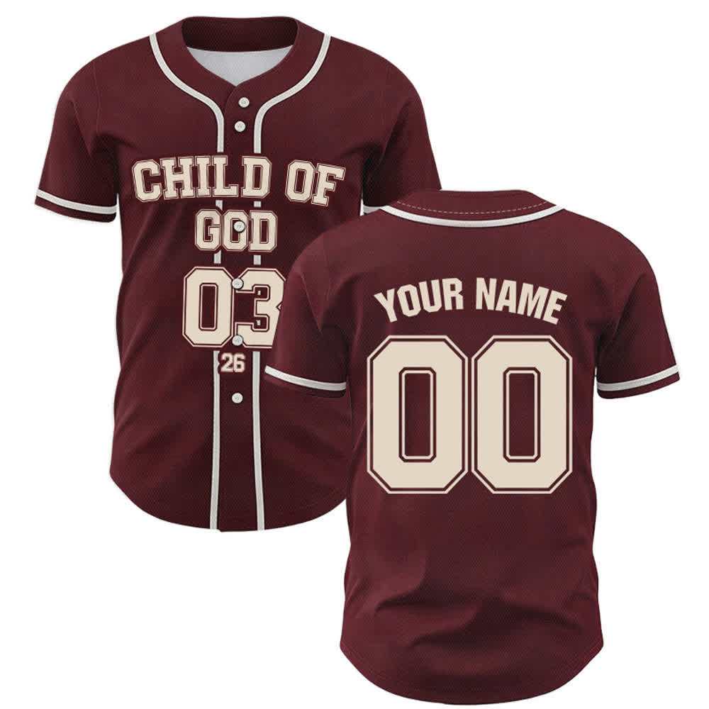 Christianartworkshop Kind Gottes Christliches Statement Baseballtrikot mit individuellem Namen und Nummer - 5XL - Name & Nummer angepasst - image 0