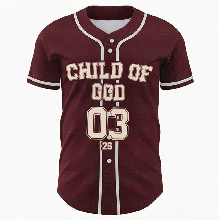 Christianartworkshop Kind Gottes Christliches Statement Baseballtrikot mit individuellem Namen und Nummer - image 1