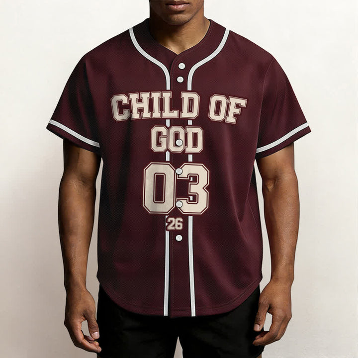 Christianartworkshop Kind Gottes Christliches Statement Baseballtrikot mit individuellem Namen und Nummer - image 3