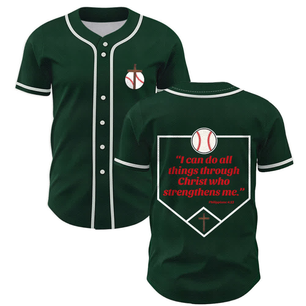 Christianartworkshop Philipper 4,13 Glaube Baseball-Trikot: Baseball-Kreuz-Motto Stärke Hingabe Sportshirt - Grün - 5XL - image 49