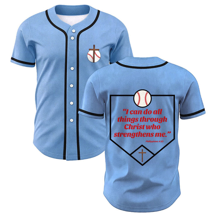 Christianartworkshop Philipper 4,13 Glaube Baseball-Trikot: Baseball-Kreuz-Motto Stärke Hingabe Sportshirt - Blau - 5XL - image 42
