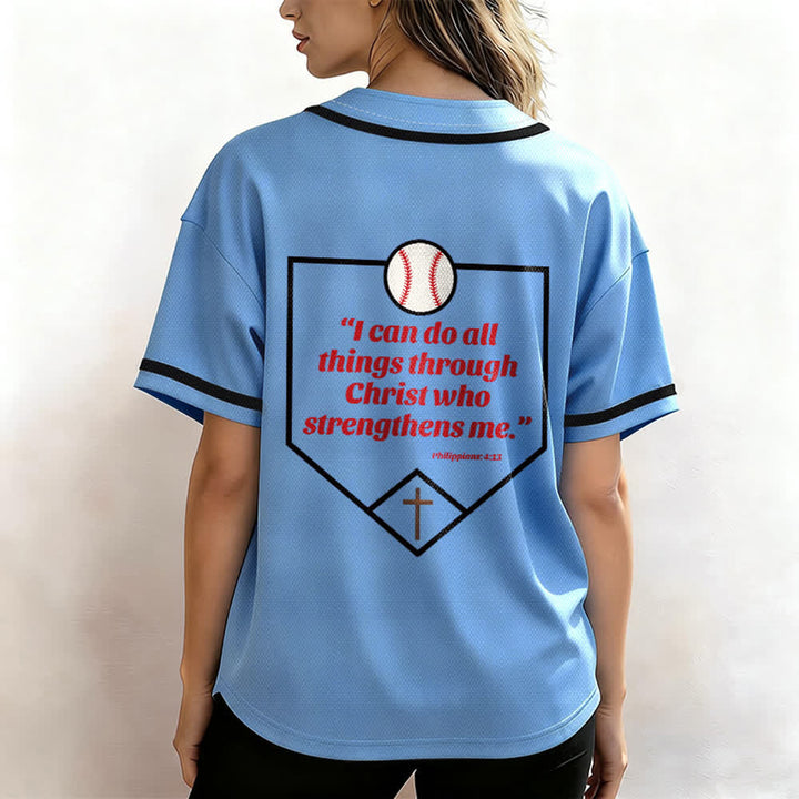 Christianartworkshop Philipper 4,13 Glaube Baseball-Trikot: Baseball-Kreuz-Motto Stärke Hingabe Sportshirt - image 45