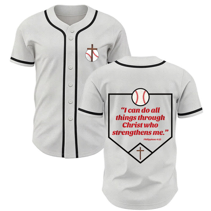 Christianartworkshop Philipper 4,13 Glaube Baseball-Trikot: Baseball-Kreuz-Motto Stärke Hingabe Sportshirt - Weiß - 5XL - image 14