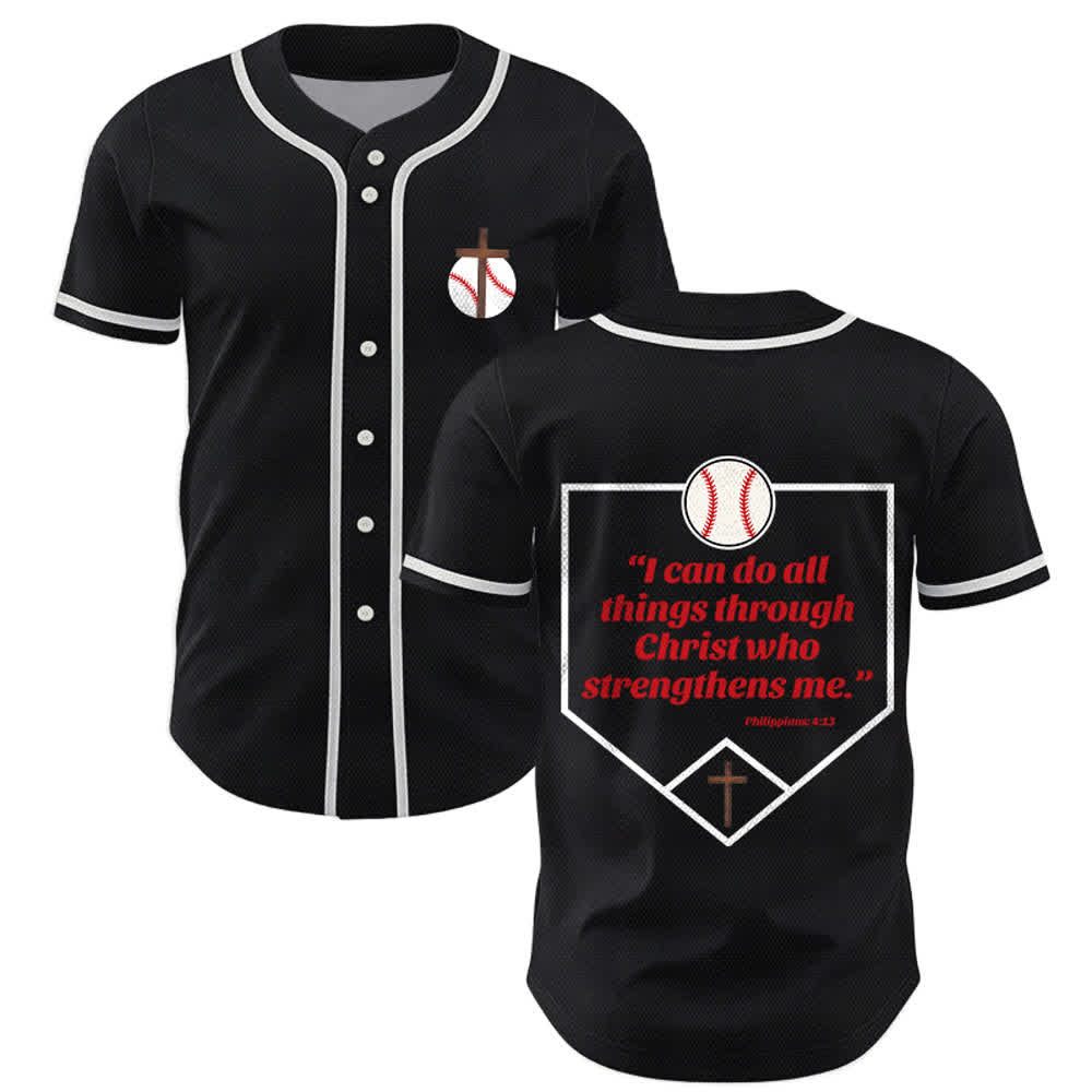 Christianartworkshop Philipper 4,13 Glaube Baseball-Trikot: Baseball-Kreuz-Motto Stärke Hingabe Sportshirt - Schwarz - 5XL - image 21