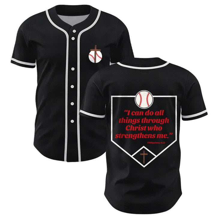 Christianartworkshop Philipper 4,13 Glaube Baseball-Trikot: Baseball-Kreuz-Motto Stärke Hingabe Sportshirt - Schwarz - 5XL - image 21