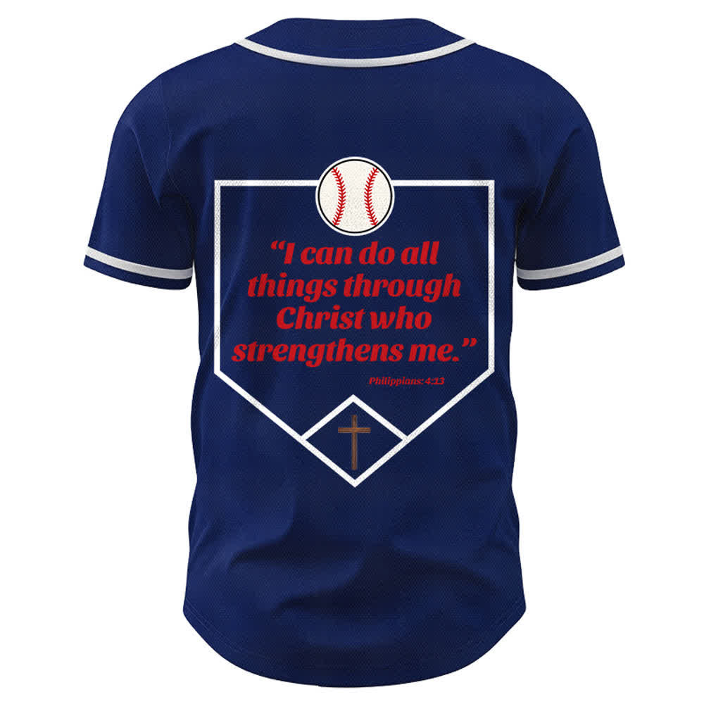 Christianartworkshop Philipper 4,13 Glaube Baseball-Trikot: Baseball-Kreuz-Motto Stärke Hingabe Sportshirt - image 2