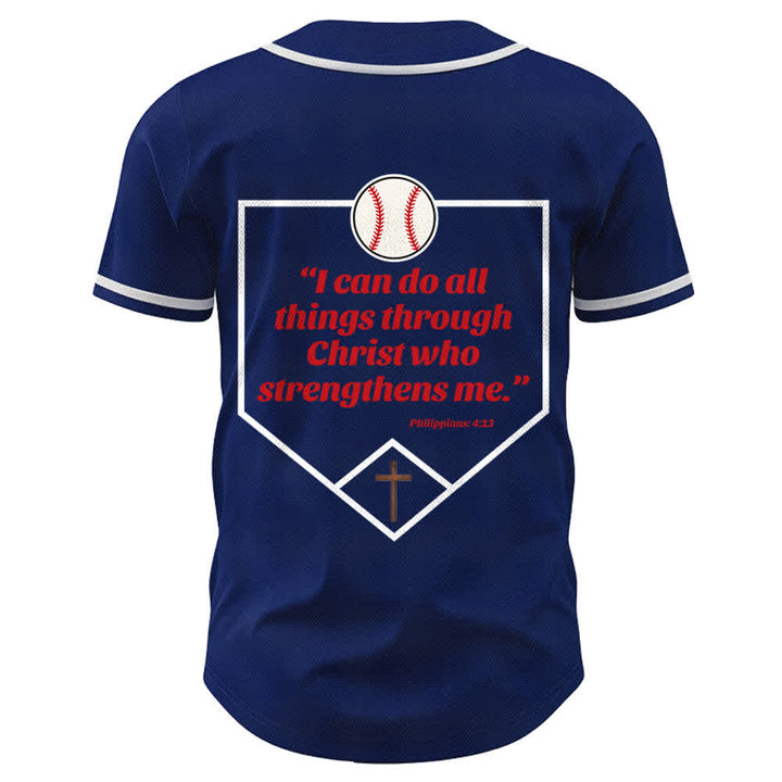 Christianartworkshop Philipper 4,13 Glaube Baseball-Trikot: Baseball-Kreuz-Motto Stärke Hingabe Sportshirt - image 2