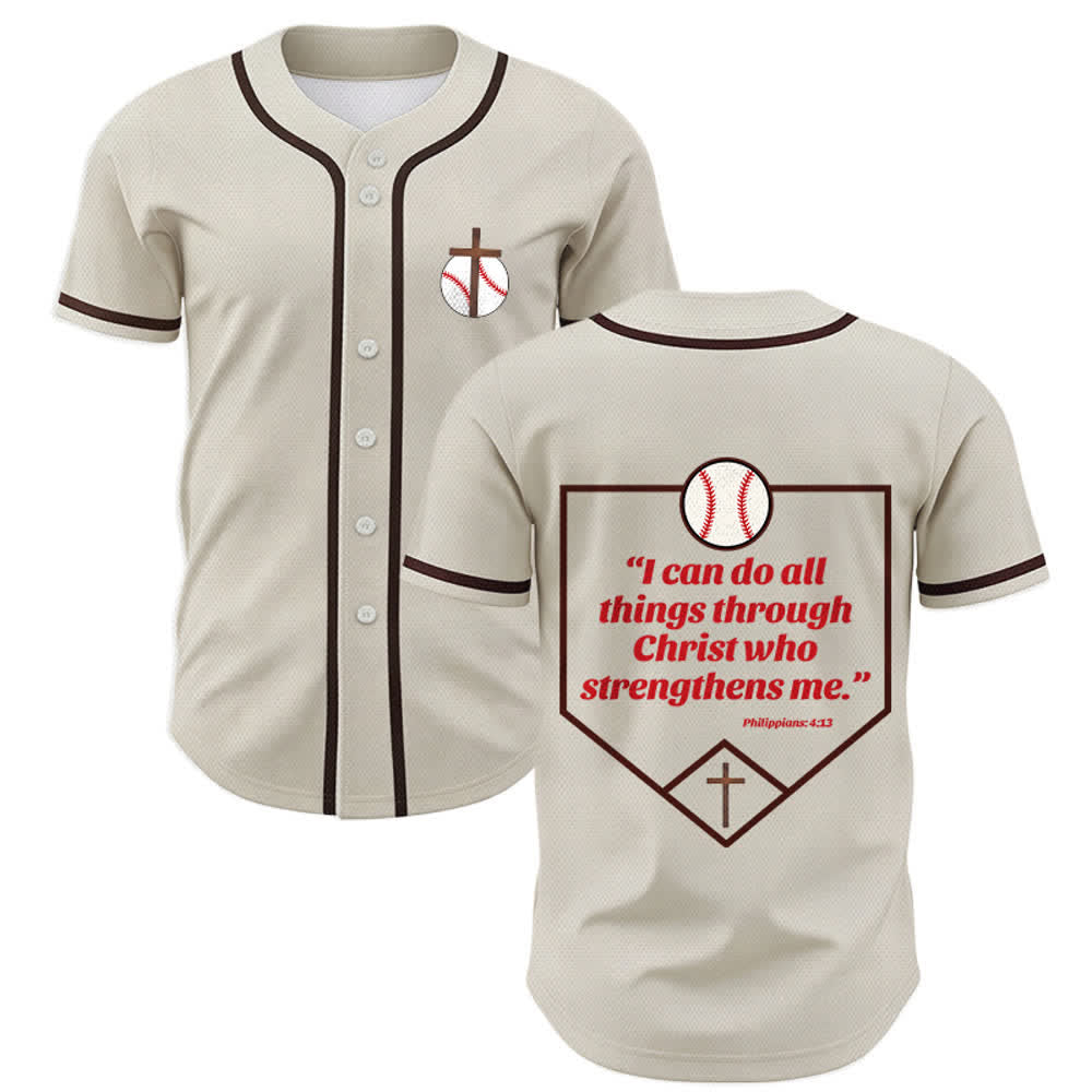 Christianartworkshop Philipper 4,13 Glaube Baseball-Trikot: Baseball-Kreuz-Motto Stärke Hingabe Sportshirt - Aprikose - 5XL - image 7