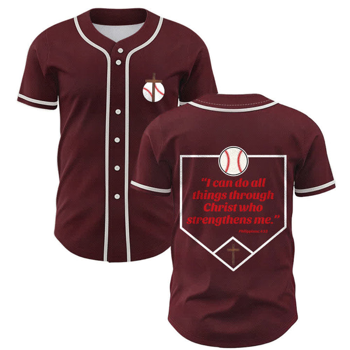 Christianartworkshop Philipper 4,13 Glaube Baseball-Trikot: Baseball-Kreuz-Motto Stärke Hingabe Sportshirt - Wein - 5XL - image 35