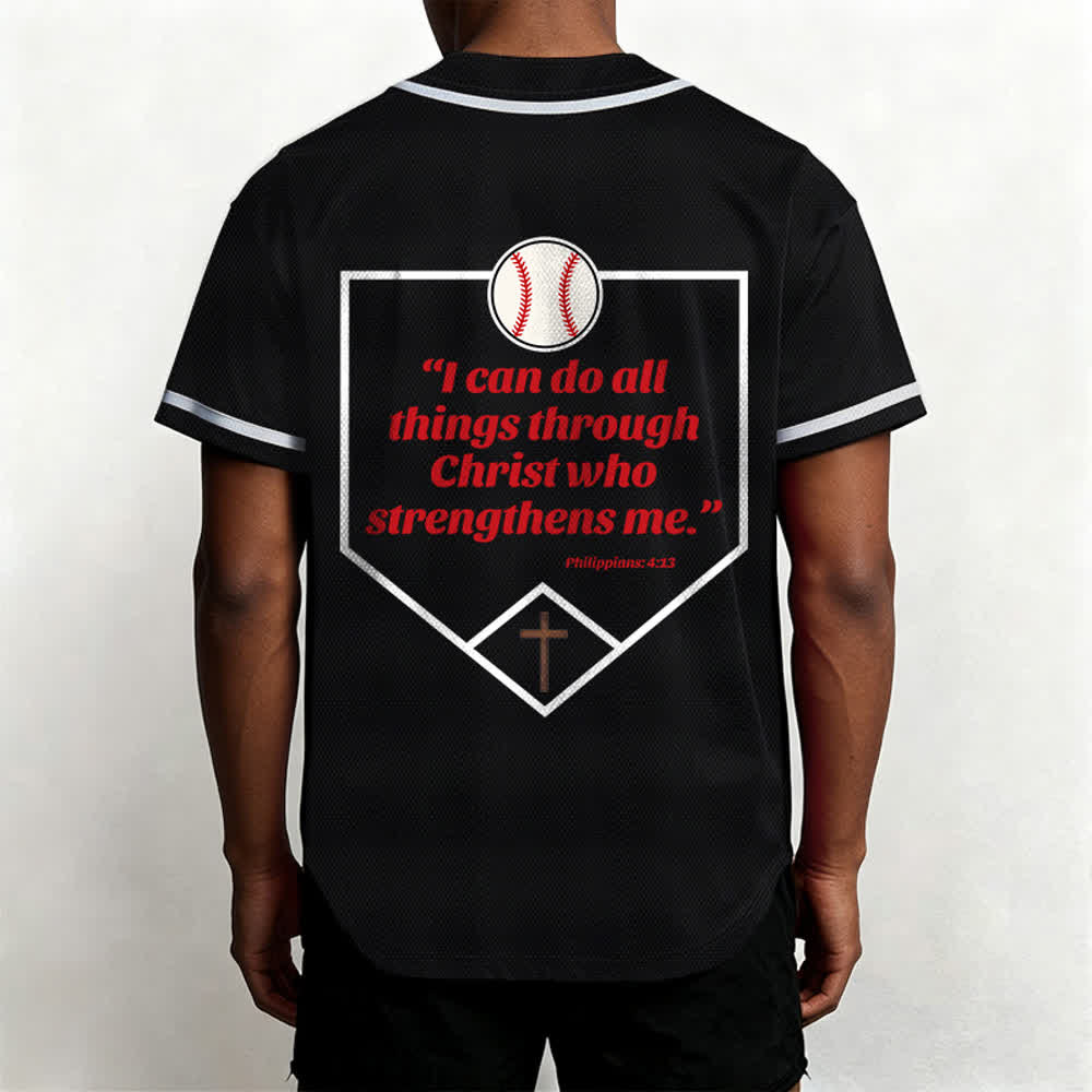 Christianartworkshop Philipper 4,13 Glaube Baseball-Trikot: Baseball-Kreuz-Motto Stärke Hingabe Sportshirt - image 24