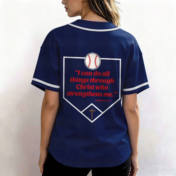 Christianartworkshop Philipper 4,13 Glaube Baseball-Trikot: Baseball-Kreuz-Motto Stärke Hingabe Sportshirt - image 5