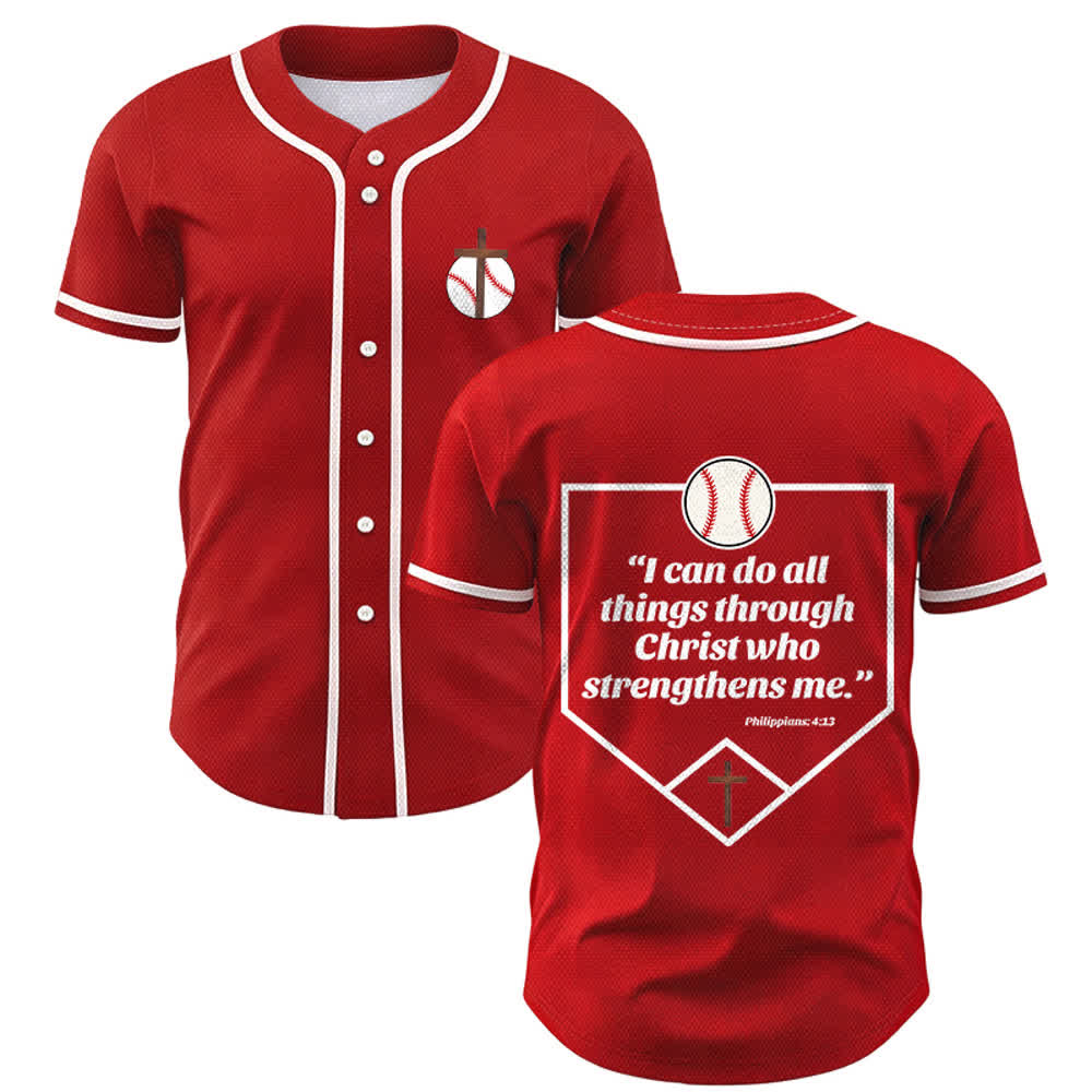 Christianartworkshop Philipper 4,13 Glaube Baseball-Trikot: Baseball-Kreuz-Motto Stärke Hingabe Sportshirt - Rot - 5XL - image 28