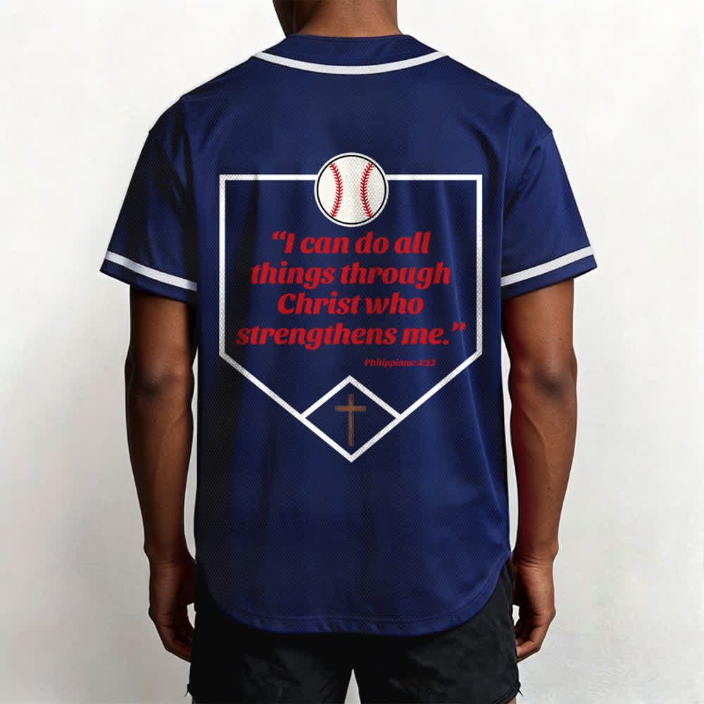 Christianartworkshop Philipper 4,13 Glaube Baseball-Trikot: Baseball-Kreuz-Motto Stärke Hingabe Sportshirt - image 3