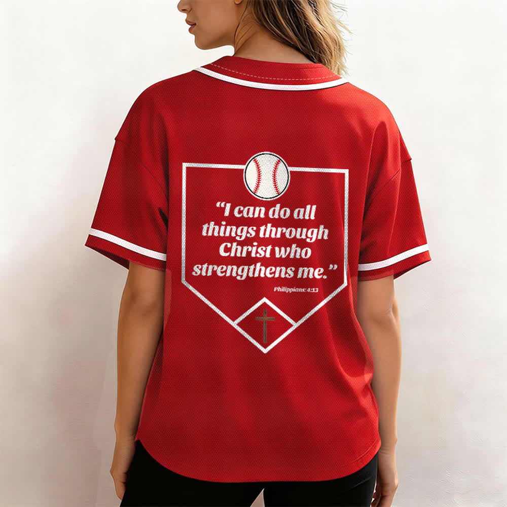 Christianartworkshop Philipper 4,13 Glaube Baseball-Trikot: Baseball-Kreuz-Motto Stärke Hingabe Sportshirt - image 33