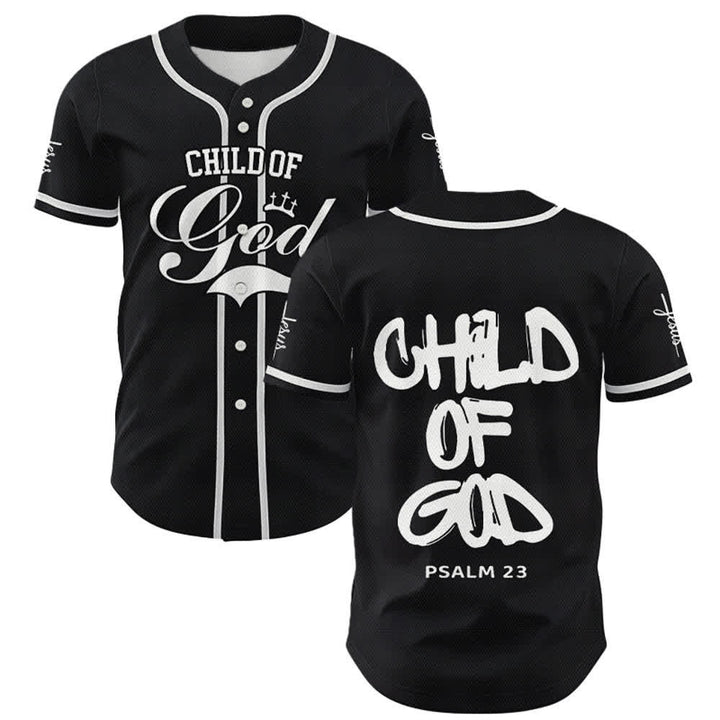 Christianartworkshop Child Of God Mehrfarbiges Baseballtrikot mit Kontrastbesatz - Schwarz - 5XL - image 0