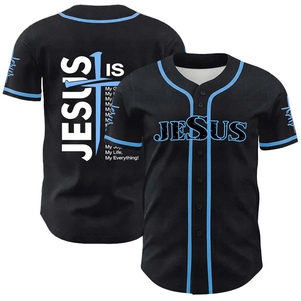 Christianartworkshop Jesus Is My Everything Faith Unisex Baseball Jersey - Blau - 5XL - image 0