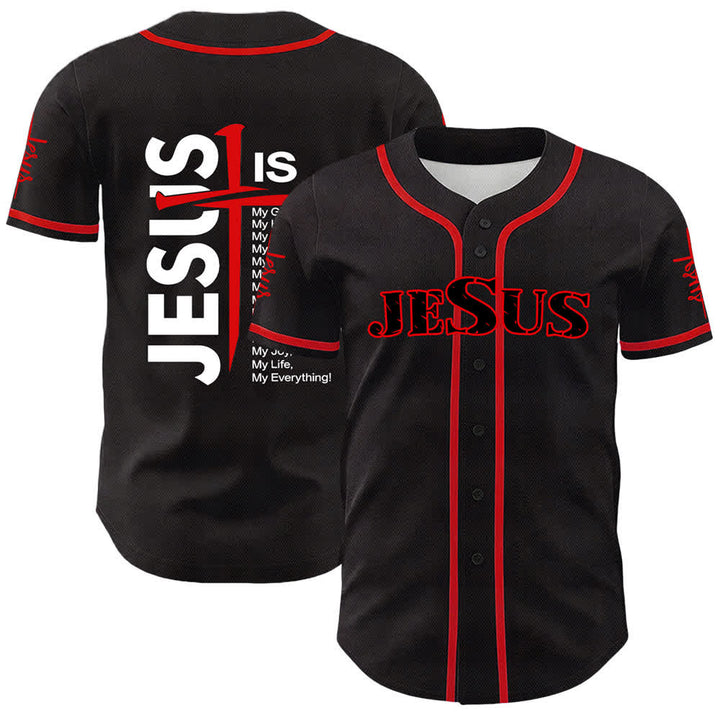 Christianartworkshop Jesus Is My Everything Faith Unisex Baseball Jersey - Rot - 5XL - image 3