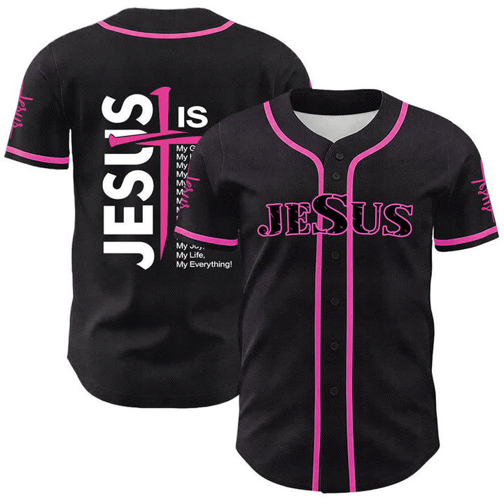 Christianartworkshop Jesus Is My Everything Faith Unisex Baseball Jersey - Rosa - 5XL - image 15