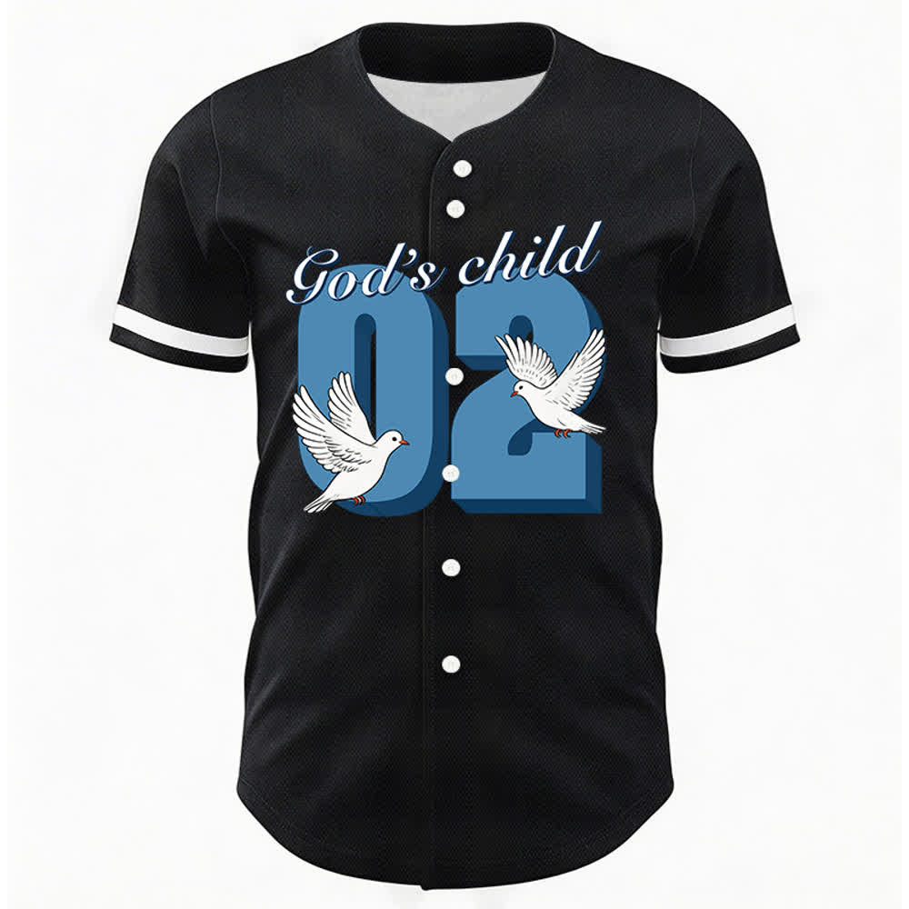 Christianartworkshop Baseballtrikot mit inspirierendem Tauben- und Zahlenmotiv „Gottes Kind“ - image 1