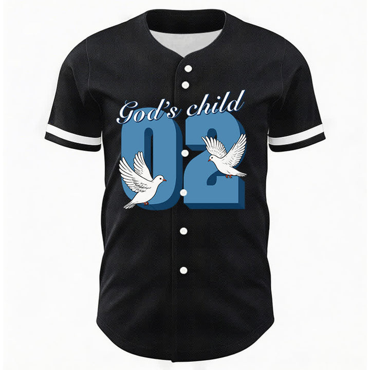 Christianartworkshop Baseballtrikot mit inspirierendem Tauben- und Zahlenmotiv „Gottes Kind“ - image 1