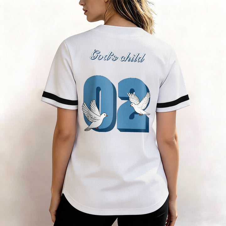 Christianartworkshop Baseballtrikot mit inspirierendem Tauben- und Zahlenmotiv „Gottes Kind“ - image 13
