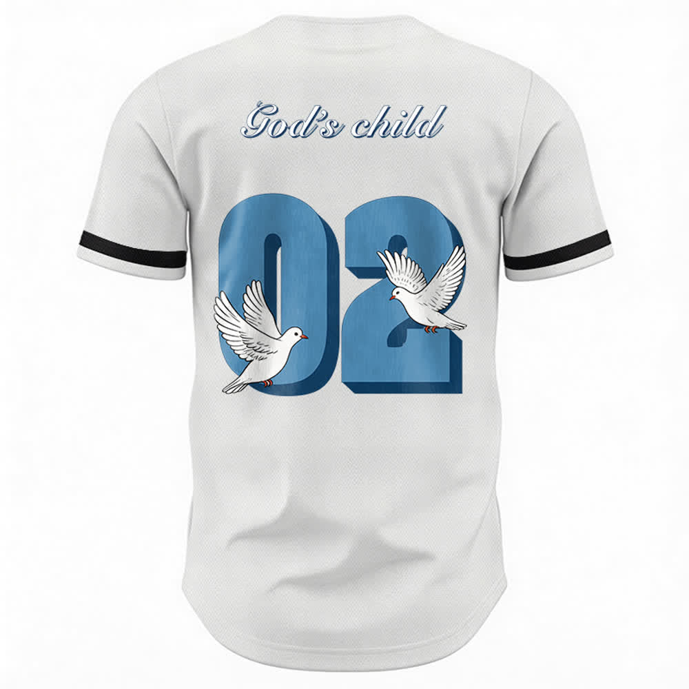 Christianartworkshop Baseballtrikot mit inspirierendem Tauben- und Zahlenmotiv „Gottes Kind“ - image 9