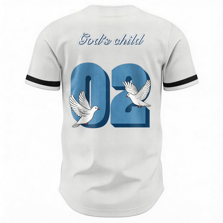 Christianartworkshop Baseballtrikot mit inspirierendem Tauben- und Zahlenmotiv „Gottes Kind“ - image 9
