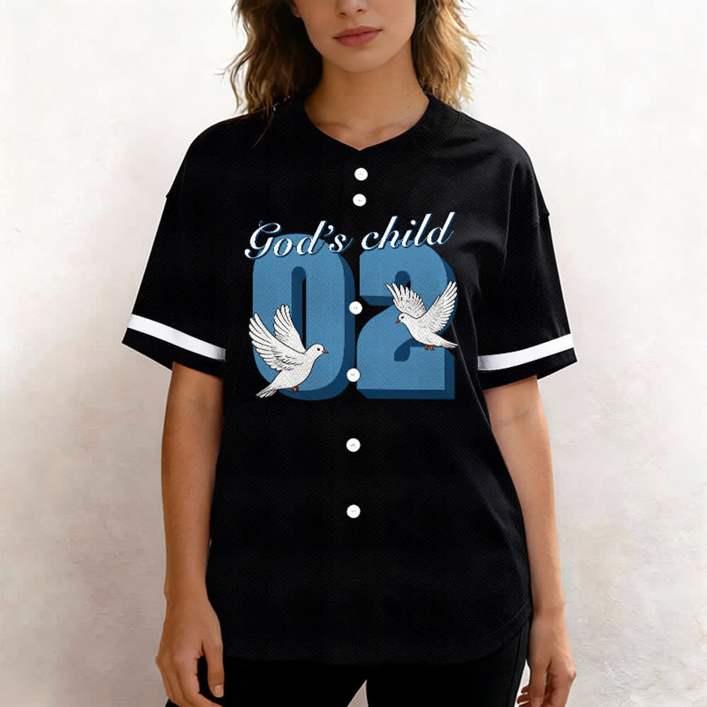 Christianartworkshop Baseballtrikot mit inspirierendem Tauben- und Zahlenmotiv „Gottes Kind“ - image 5