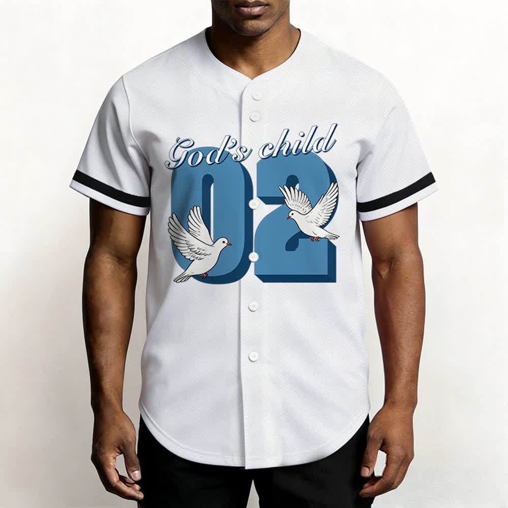 Christianartworkshop Baseballtrikot mit inspirierendem Tauben- und Zahlenmotiv „Gottes Kind“ - image 10
