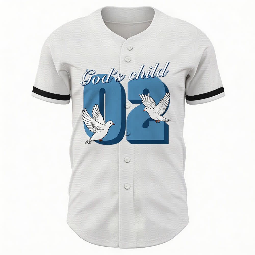 Christianartworkshop Baseballtrikot mit inspirierendem Tauben- und Zahlenmotiv „Gottes Kind“ - image 8