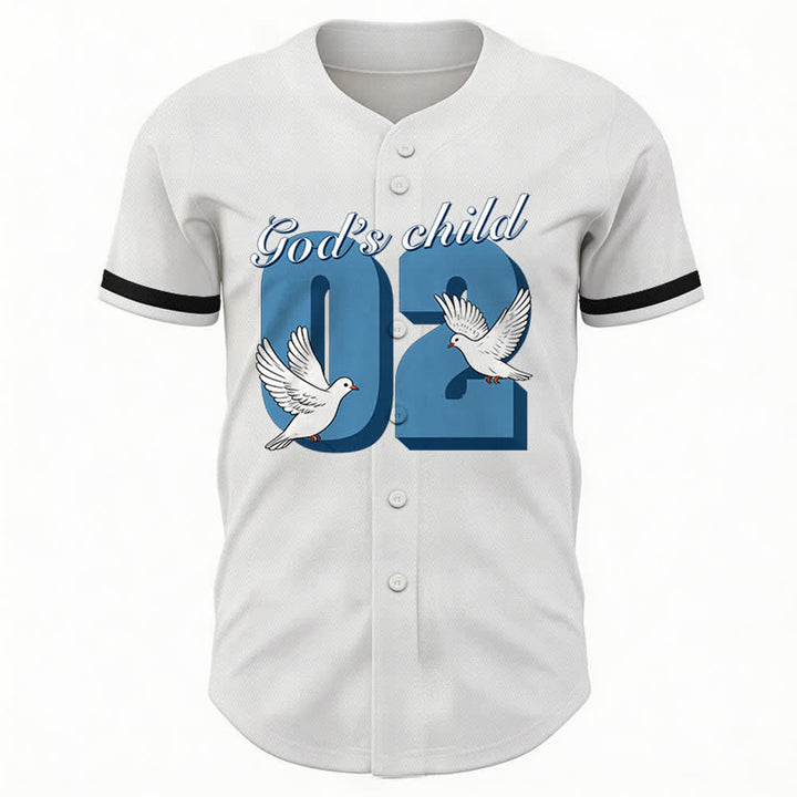 Christianartworkshop Baseballtrikot mit inspirierendem Tauben- und Zahlenmotiv „Gottes Kind“ - image 8