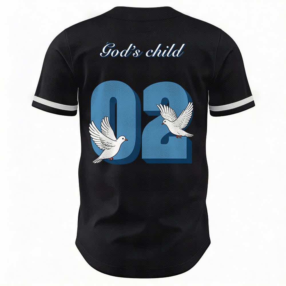 Christianartworkshop Baseballtrikot mit inspirierendem Tauben- und Zahlenmotiv „Gottes Kind“ - image 2