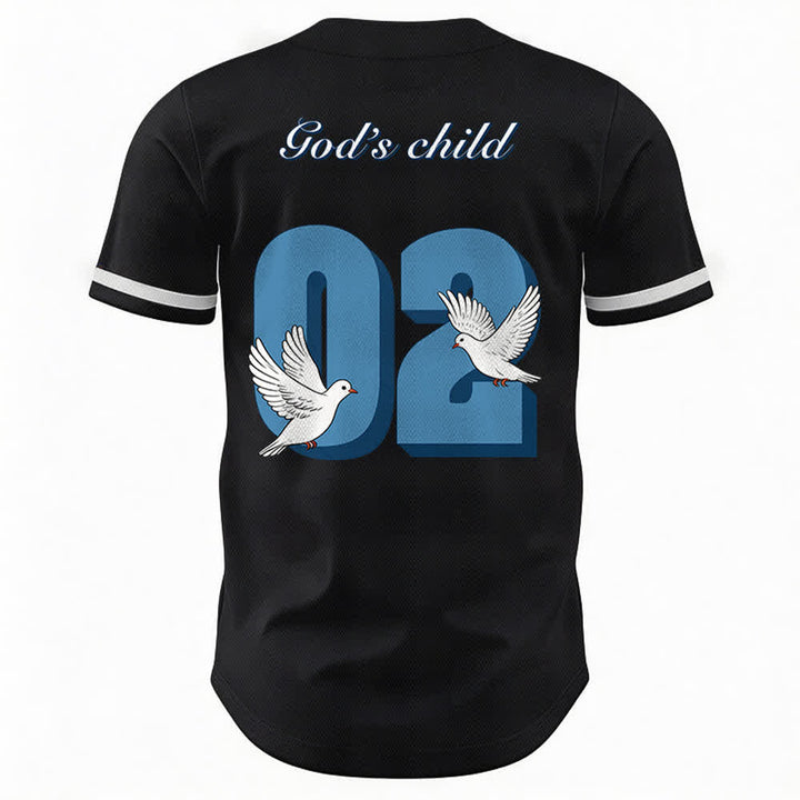Christianartworkshop Baseballtrikot mit inspirierendem Tauben- und Zahlenmotiv „Gottes Kind“ - image 2