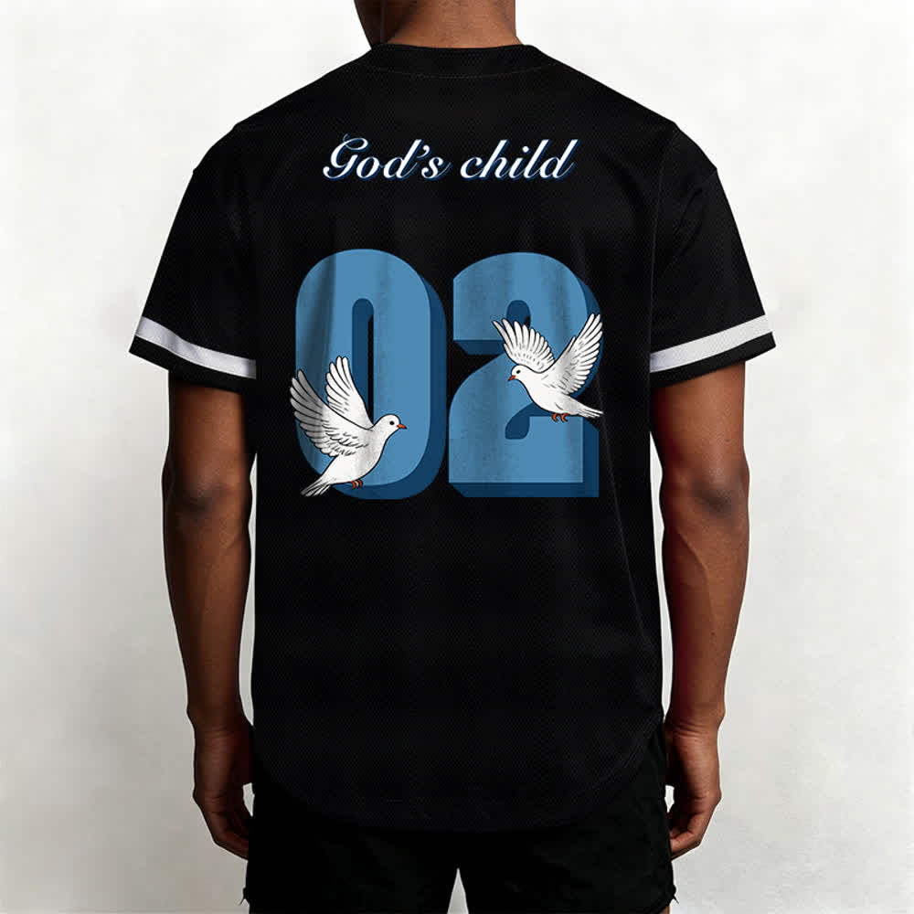 Christianartworkshop Baseballtrikot mit inspirierendem Tauben- und Zahlenmotiv „Gottes Kind“ - image 4