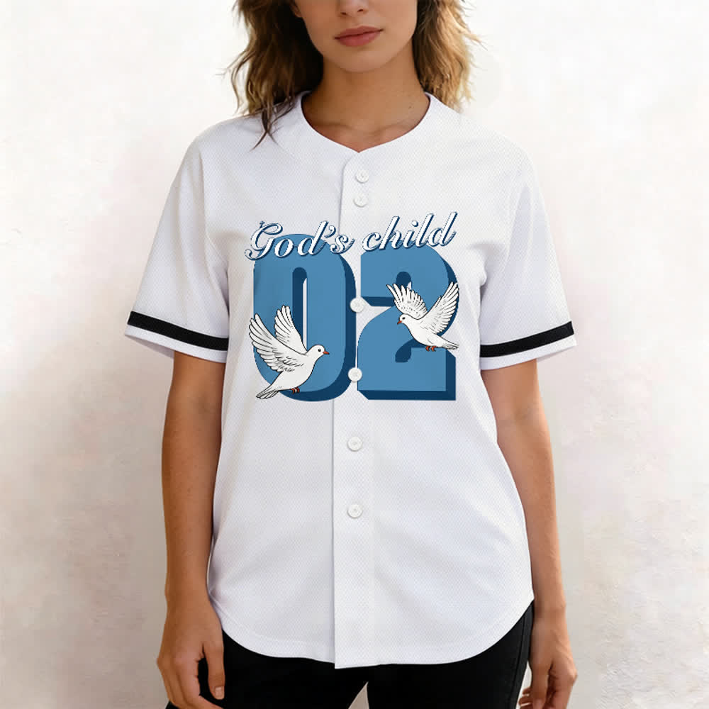 Christianartworkshop Baseballtrikot mit inspirierendem Tauben- und Zahlenmotiv „Gottes Kind“ - image 12