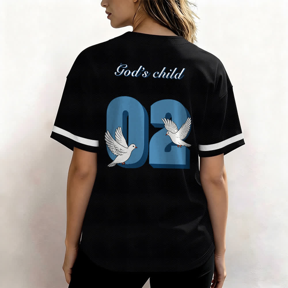 Christianartworkshop Baseballtrikot mit inspirierendem Tauben- und Zahlenmotiv „Gottes Kind“ - image 6