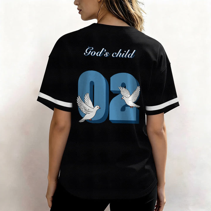 Christianartworkshop Baseballtrikot mit inspirierendem Tauben- und Zahlenmotiv „Gottes Kind“ - image 6