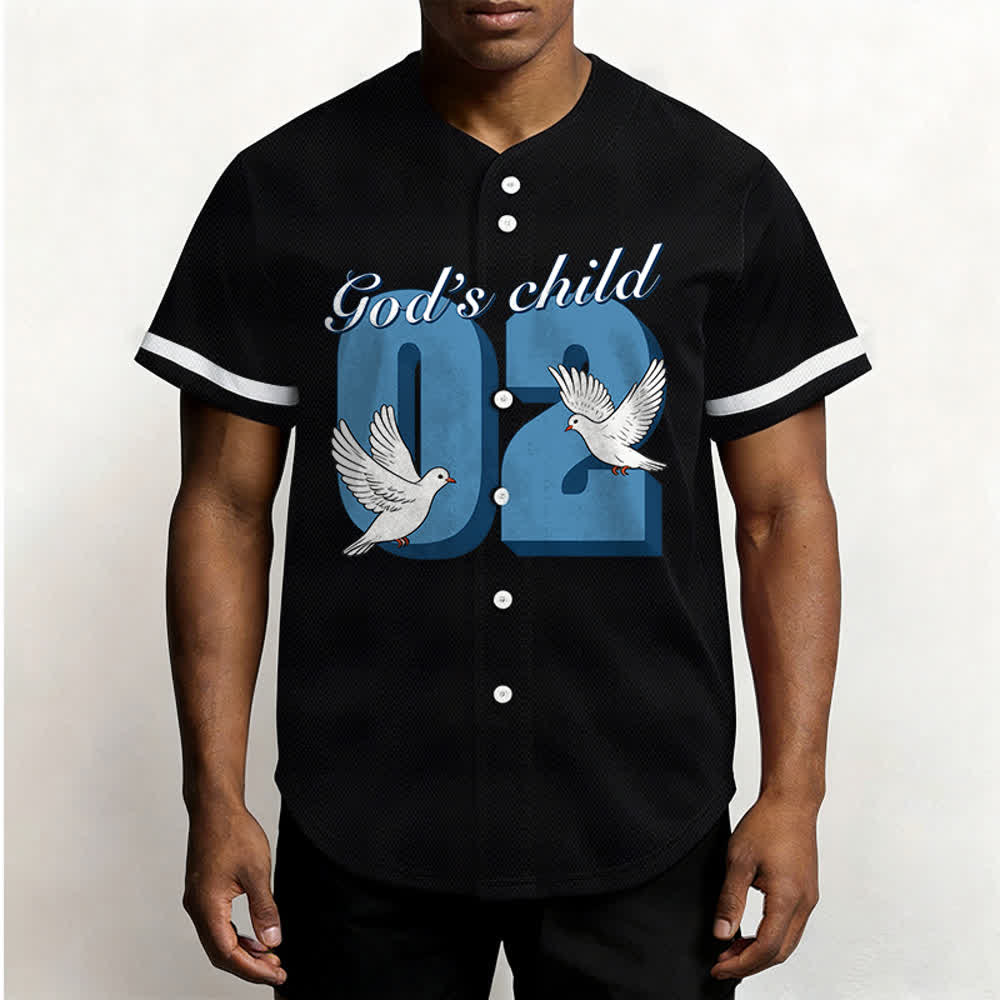 Christianartworkshop Baseballtrikot mit inspirierendem Tauben- und Zahlenmotiv „Gottes Kind“ - image 3