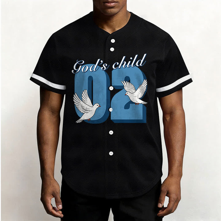 Christianartworkshop Baseballtrikot mit inspirierendem Tauben- und Zahlenmotiv „Gottes Kind“ - image 3