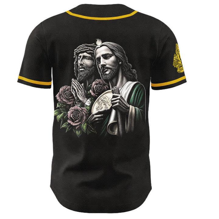 Christianartworkshop San Juditas mit Rosenporträt, Baseballtrikot mit Knöpfen - image 2