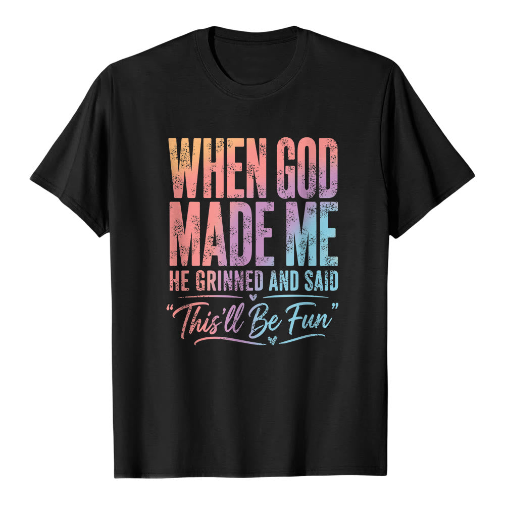 Christianartworkshop Klassisches T-Shirt mit Buchstabenprint: Als Gott mich erschuf - Schwarz - 2XL - image 0