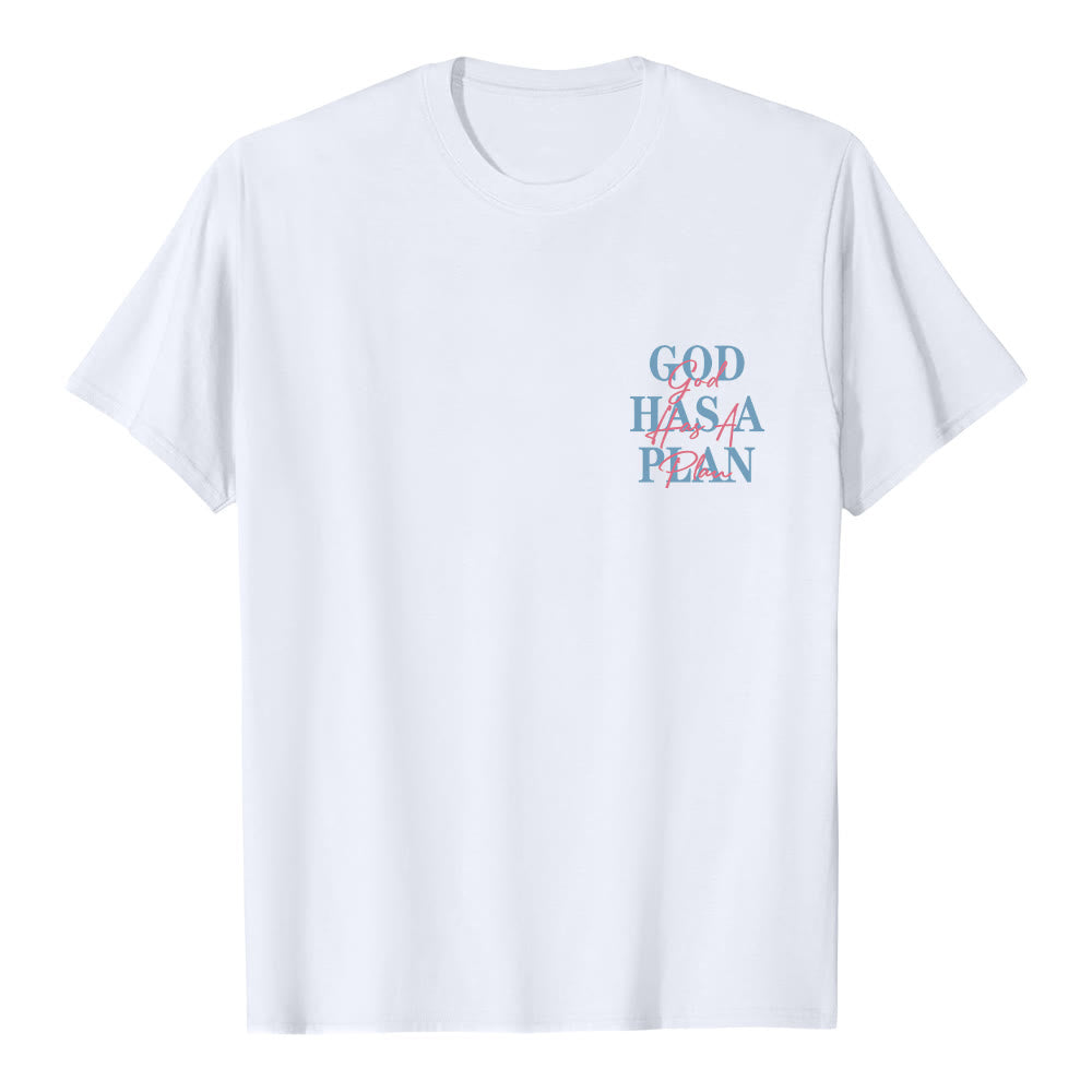 Christianartworkshop Gott hat einen Plan – Klassisches T-Shirt mit doppelseitigem Buchstabendruck - image 8