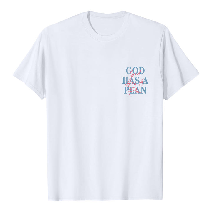 Christianartworkshop Gott hat einen Plan – Klassisches T-Shirt mit doppelseitigem Buchstabendruck - image 8