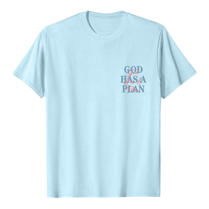 Christianartworkshop Gott hat einen Plan – Klassisches T-Shirt mit doppelseitigem Buchstabendruck - image 23