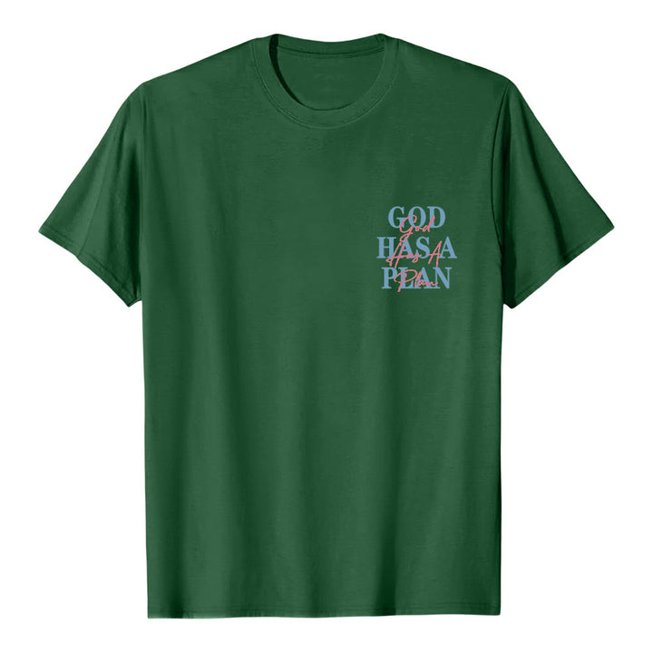 Christianartworkshop Gott hat einen Plan – Klassisches T-Shirt mit doppelseitigem Buchstabendruck - image 17