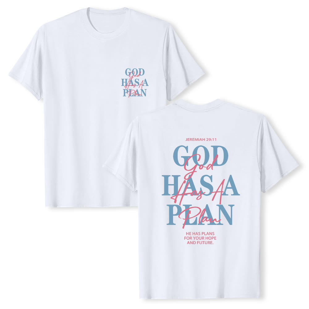 Christianartworkshop Gott hat einen Plan – Klassisches T-Shirt mit doppelseitigem Buchstabendruck - Weiß - 2XL - image 6